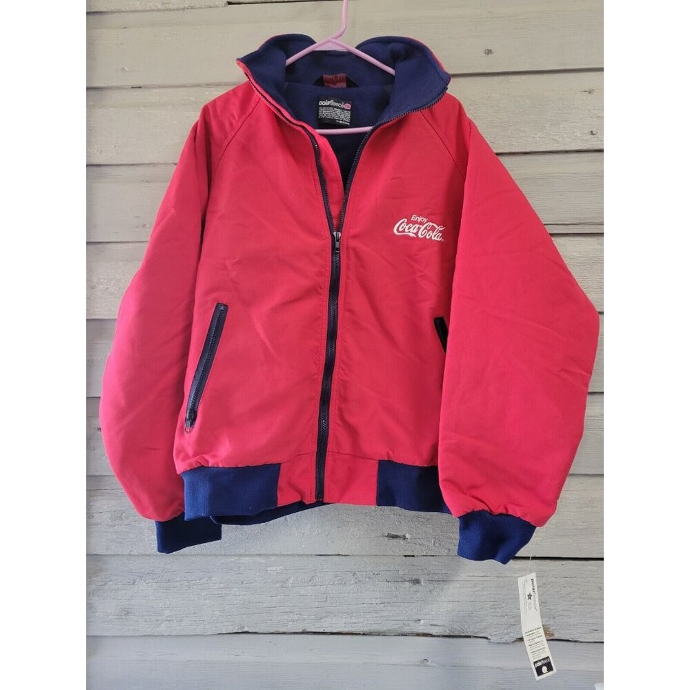VTG 80's Enjoy Coca Cola Jacket Sportsmaster Polar Fleece Lining Large NEW
